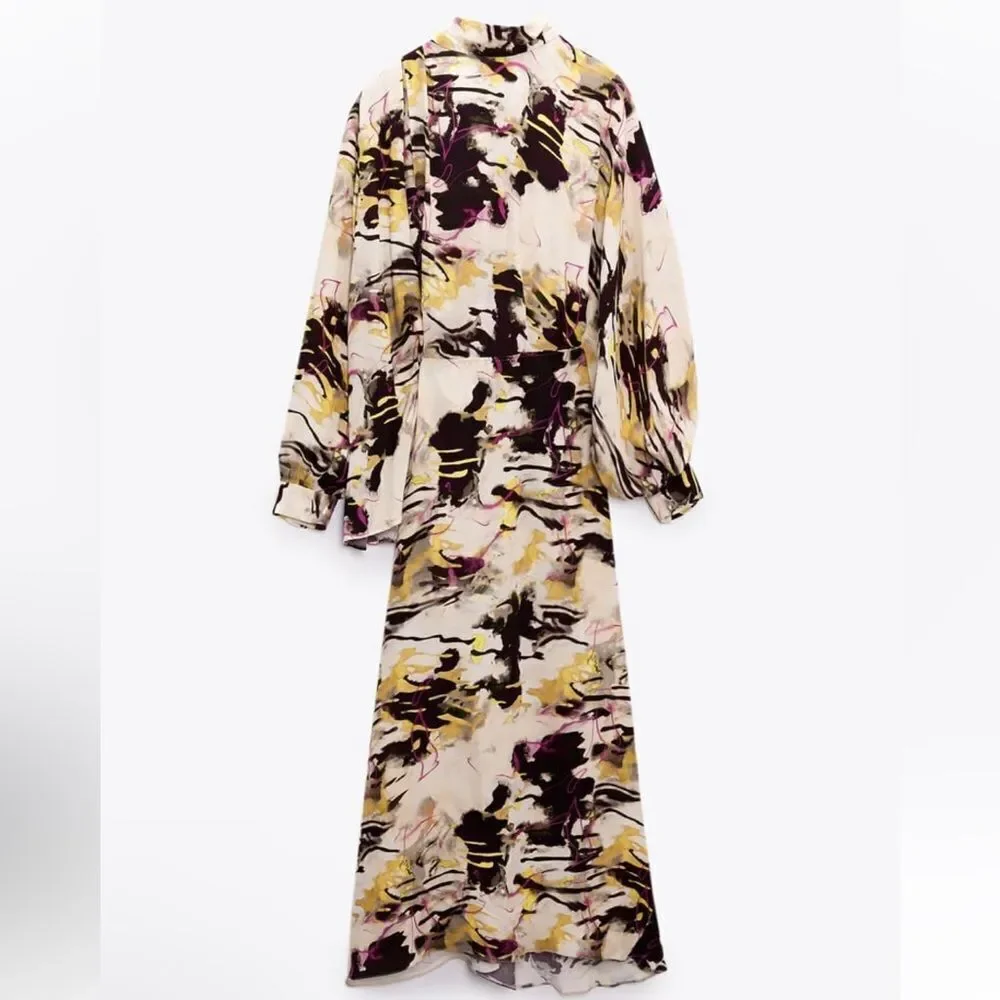 Zara printed midi dress - Picture 3 of 8